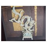 Green Rust Dragon Shadow Box Sculpture