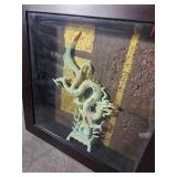Green Rust Dragon Shadow Box Sculpture