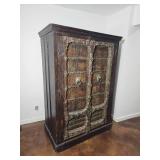 Indo Inspired Rustic Armoire with Decorative Hardware