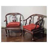 Chinese Rosewood Horseshoe Armchair Pair