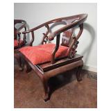 Chinese Rosewood Horseshoe Armchair Pair