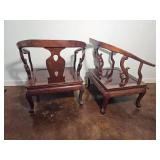 Chinese Rosewood Horseshoe Armchair Pair