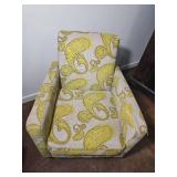 Yellow Paisley Upholstered Armchair Pair