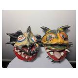 Peruvian Papier Mache Mask Pair AS IS