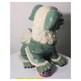 Green Foo Dog Ceramic Guardian Statue