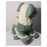 Green Foo Dog Ceramic Guardian Statue