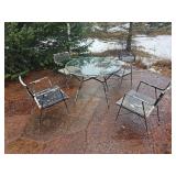 Vintage Iron Patio Set with Swivel Back Chairs