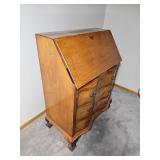 Tiger Maple Chippendale Style Slant Front Desk