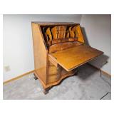 Tiger Maple Chippendale Style Slant Front Desk