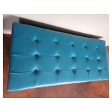 Blue Tufted Leather Storage Trunk