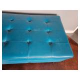 Blue Tufted Leather Storage Trunk