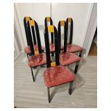 Italian Art Deco Black Lacquer High Back Dining Chair Set