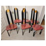 Italian Art Deco Black Lacquer High Back Dining Chair Set