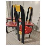Italian Art Deco Black Lacquer High Back Dining Chair Set