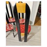 Italian Art Deco Black Lacquer High Back Dining Chair Set