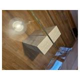 Italian Travertine Glass Top Dining Table