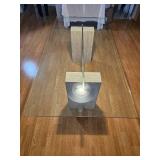 Italian Travertine Glass Top Dining Table