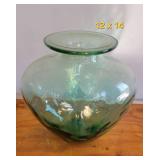 Large Sea Foam Green Glass Vase