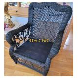Scalloped Back Black Wicker Armchair