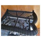 Scalloped Back Black Wicker Armchair