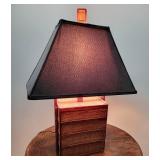 Vintage Woven Chinese Wedding Basket Table Lamps, pair