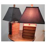 Vintage Woven Chinese Wedding Basket Table Lamps, pair