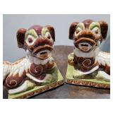 Brown and White Foo Dog Statues