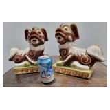Brown and White Foo Dog Statues
