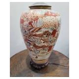 Antique Kutani Vase Table Lamp, damaged
