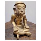 Gold Columbian Quimbaya Seated Female Figure