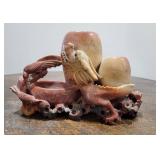 Carved Soapstone Dragon Censor Double Vase