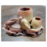 Carved Soapstone Dragon Censor Double Vase