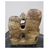 Carved Soapstone Climbing Animals Double Vase Brush Pot, as