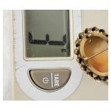 10K Yellow Gold Antique Carved Cameo with Seed Pearls Pendant Brooch