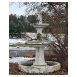 Impressive Tall Triple Bowl Concrete Garden Fountain Water Feature