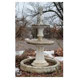 Impressive Tall Triple Bowl Concrete Garden Fountain Water Feature