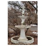 Impressive Tall Triple Bowl Concrete Garden Fountain Water Feature