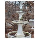 Impressive Tall Triple Bowl Concrete Garden Fountain Water Feature