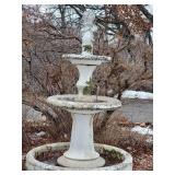 Impressive Tall Triple Bowl Concrete Garden Fountain Water Feature