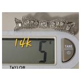 14K White Gold Art Nouveau Diamond Filligree Ribbon Bow Brooch ~ 5g