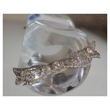 14K White Gold Art Nouveau Diamond Filligree Ribbon Bow Brooch ~ 5g