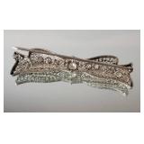 14K White Gold Art Nouveau Diamond Filligree Ribbon Bow Brooch ~ 5g