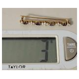 14K Yellow Gold Amethyst and Pearl Cluster Bar Pin ~ 3g
