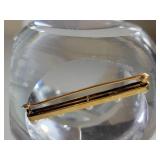 14K Yellow Gold Sapphire and Pearl Bar Pin ~ 2g