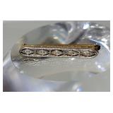 14K White and Yellow Gold Art Nouveau Bar Pin ~ 1g