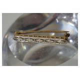 14K White and Yellow Gold Art Nouveau Bar Pin ~ 1g