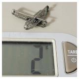 14K White Gold Art Nouveau Sapphire Filligree Bar Pin Duo ~ 2g