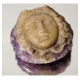 Carved Medusa Face Amethyst Specimen