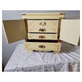 French Vanilla Painted Enamel Asian Jewelry Box