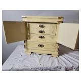 French Vanilla Painted Enamel Asian Jewelry Box